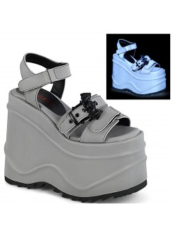 Bat Buckle Wave Platform Grey Platform Sandal