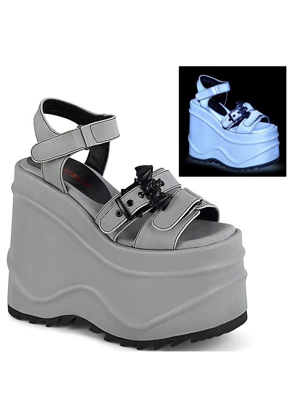 Bat Buckle Wave Platform Grey Platform Sandal