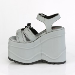 Bat Buckle Wave Platform Grey Platform Sandal