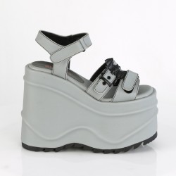 Bat Buckle Wave Platform Grey Platform Sandal