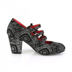 Bat Buckled Vivika Triple Strap Patterned Mary Janes