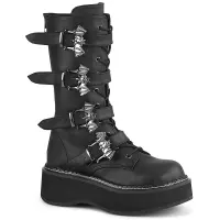 Emily Black Bat Buckled Boots for Women