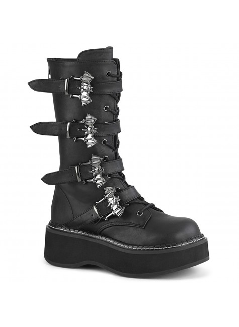 Emily Black Bat Buckled Boots for Women