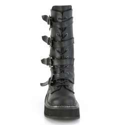 Emily Black Bat Buckled Boots for Women