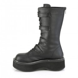 Emily Black Bat Buckled Boots for Women