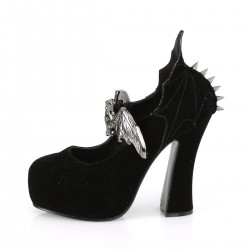 Demon Bat Black Velvet Mary Jane Pumps