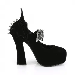 Demon Bat Black Velvet Mary Jane Pumps