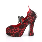 Demon Bat Red and Black Lace Mary Jane Pumps