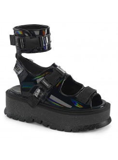 Slacker Black Platform Ankle Strap Sandals