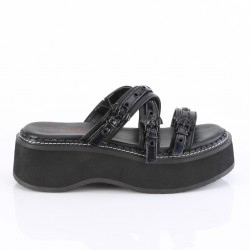 Emily Bat Buckled Hologram Strap Platform Slide