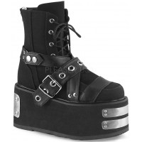 Damned Black Canvas Platform Ankle Boots