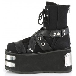 Damned Black Canvas Platform Ankle Boots