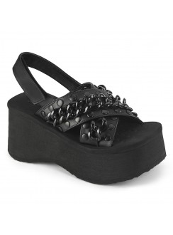 Chained Black Faux Leather Gothic Sandal