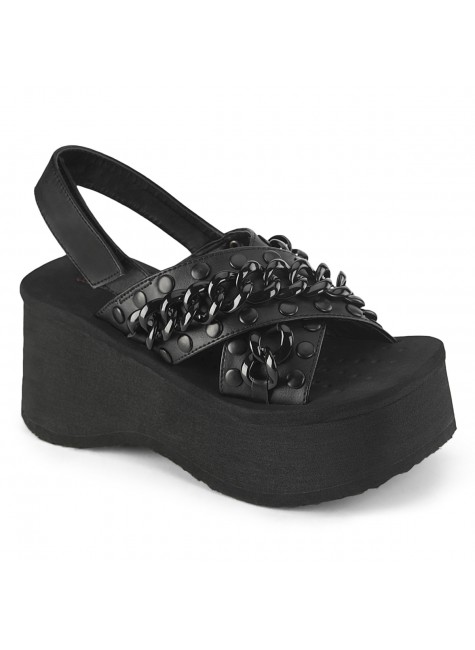 Chained Black Faux Leather Gothic Sandal