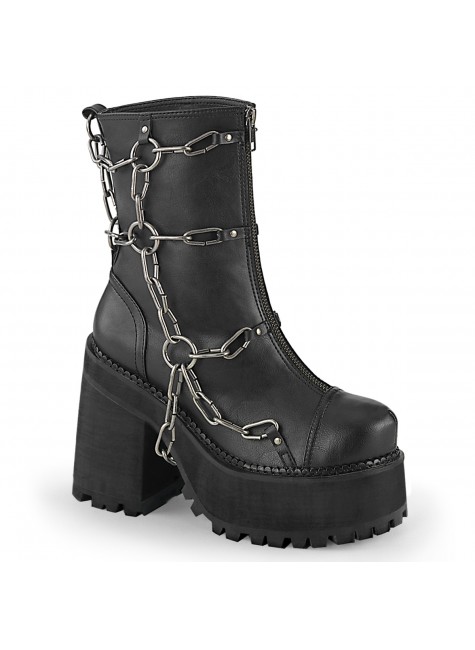 Assault Chained Block Heel Womens Combat Boots