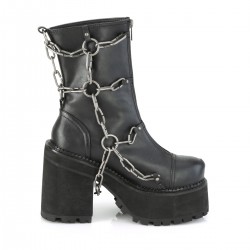 Assault Chained Block Heel Womens Combat Boots