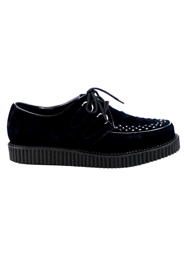 Rockabilly Mens Black Suede Creeper Loafer