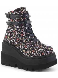 Shaker 52 Floral Print Womens Wedge Ankle Boots