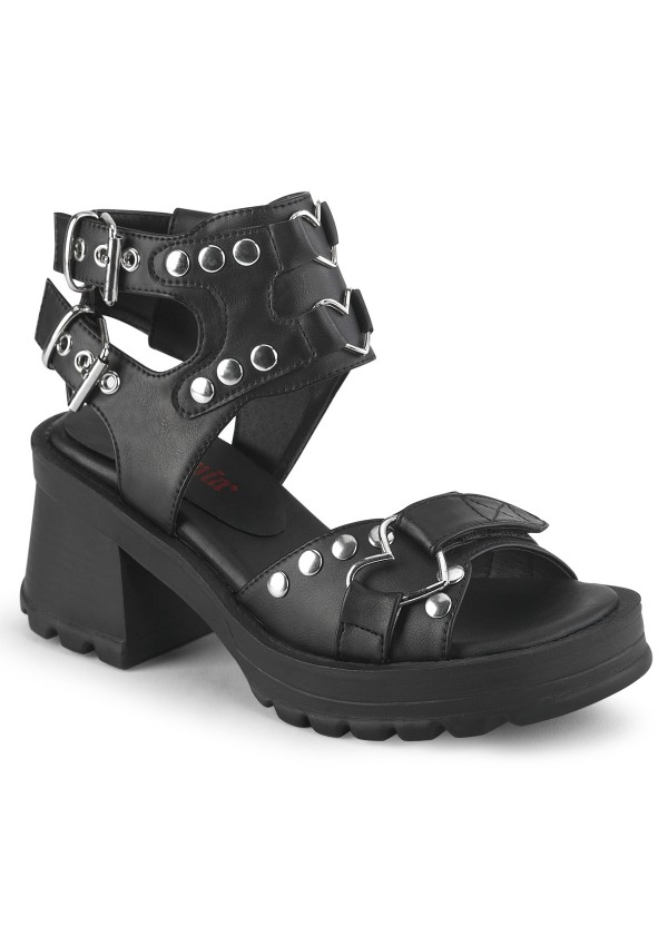 Bratty Heart Ring Black Gothic Sandals