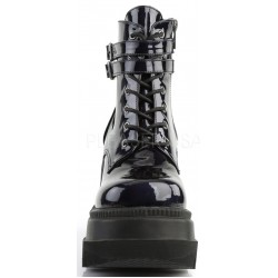 Shaker 52 Lace Up Black Hologram Wedge Ankle Boots