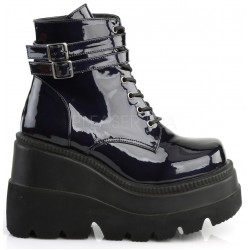 Shaker 52 Lace Up Black Hologram Wedge Ankle Boots