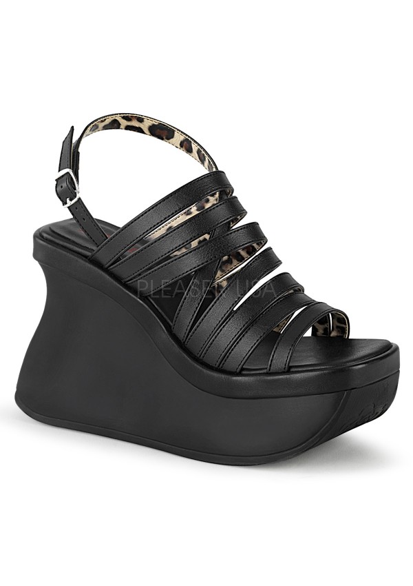 Pace Black Multi-Strap Platform Sandal