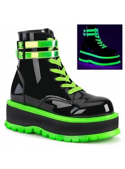 Slacker Neon Green and Black Womens Ankle Boots