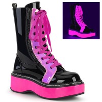 Emily Black and Neon Pink Platform Mid-Calf Boots