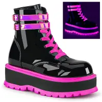 Slacker Neon Pink and Black Womens Ankle Boots