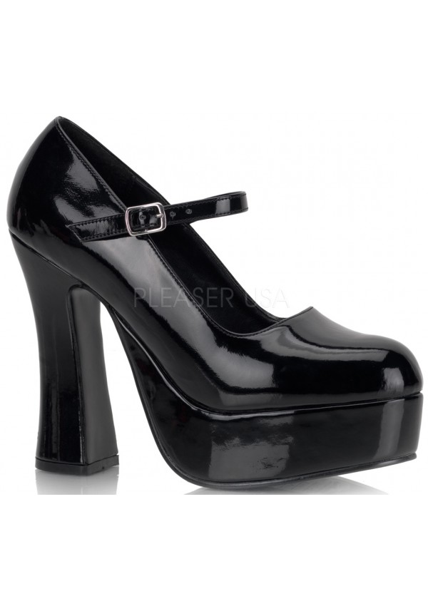 Dolly Black Patent Faux Leather Platform Pump