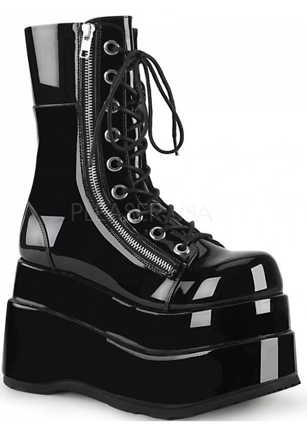 Bear Black Womens Platform Boot Combat Boots Wedge Heel Gothic Boots
