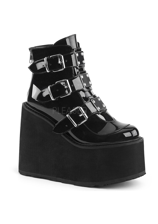 Black Patent Swing 105 Platform Ankle Boots