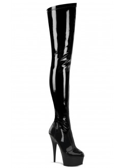 Delight Black Patent Crotch High Boots