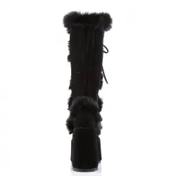 Black Faux Fur Camel-311 Platform Knee Boot