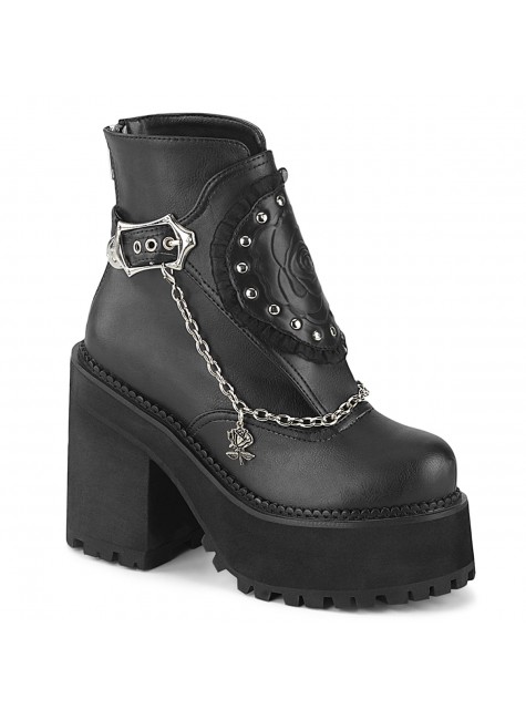Assault Black Rose Womens Ankle Boots