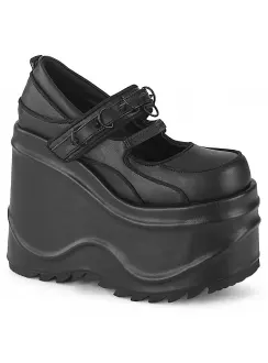 Wave Black Spiked Platform Mary Jane