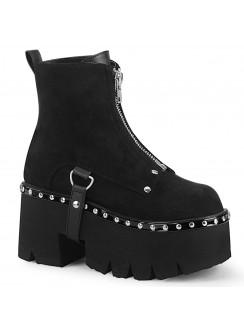 Ashes Black Suede Womens Ankle Boots