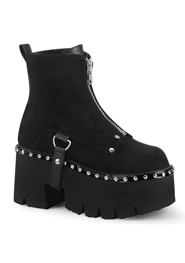 Ashes Black Suede Womens Ankle Boots