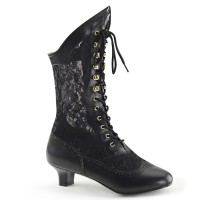 Divine Wide Width Black Victorian Platform Boot Wide Shaft Calf Boot