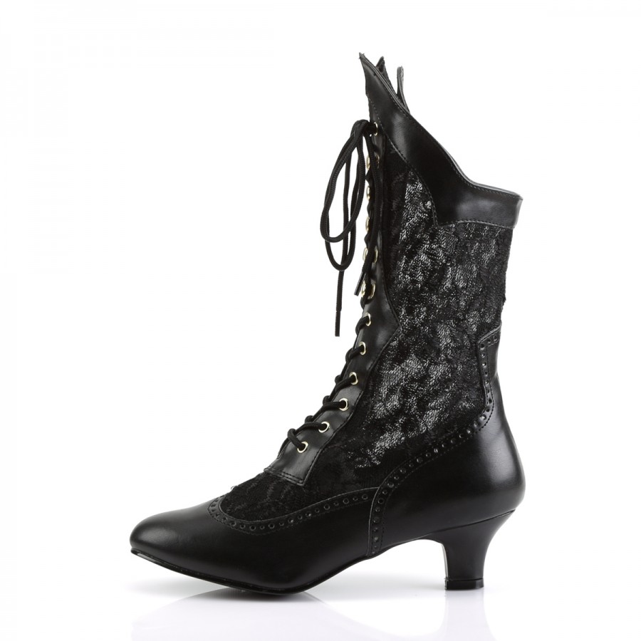 Victorian Dame Black Lace Boot | Steampunk Boots