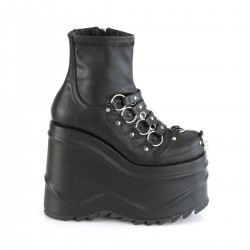 Wave Platform Black Platform Ankle Boots