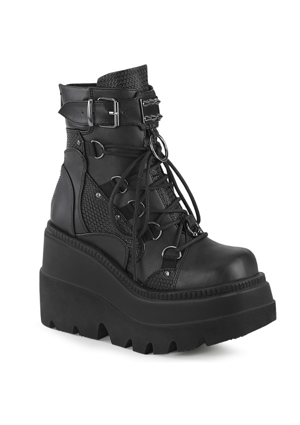 Black Wedge Heel Shaker Ankle Boots