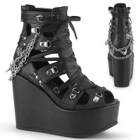 Pentagram Charm Poison Black Cage Ankle Bootsie