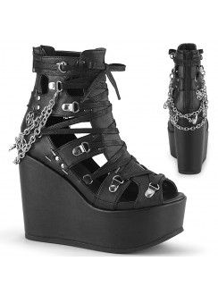 Pentagram Charm Poison Black Cage Ankle Bootsie