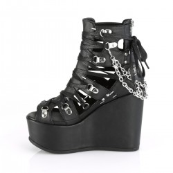 Pentagram Charm Poison Black Cage Ankle Bootsie