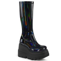 Black Hologram Shaker-65 Womens Knee Boots