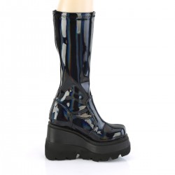 Black Hologram Shaker-65 Womens Knee Boots