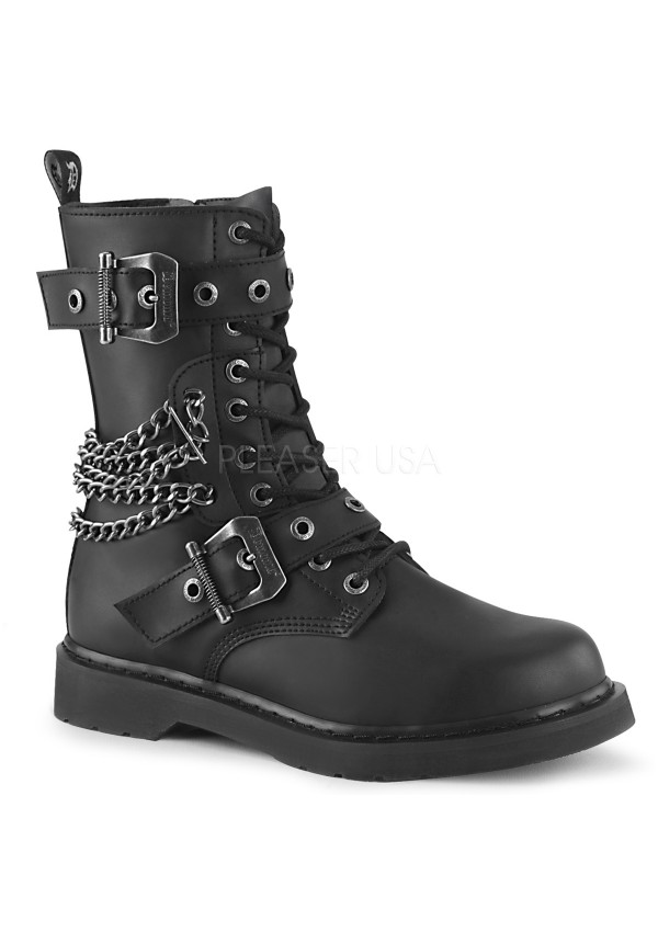 Chained Bolt Mens Combat Mid-Calf Boots