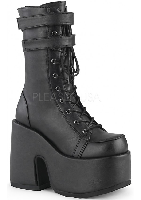 Black Matte Platform Chunky Heel Boots