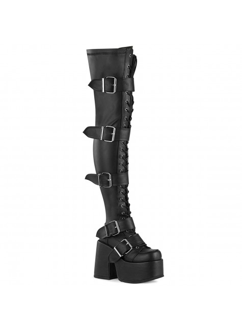 Black Chunky Platform Thigh High Boots